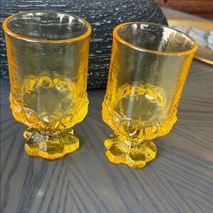 Set of 2 Gold Vintage Franciscan Maderia Cornsilk Yellow Gold footed Goblets